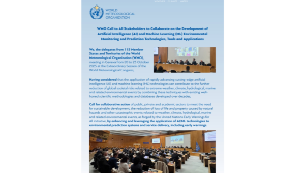The WMO Call on Artificial Intelligence and Machine Learning is out!