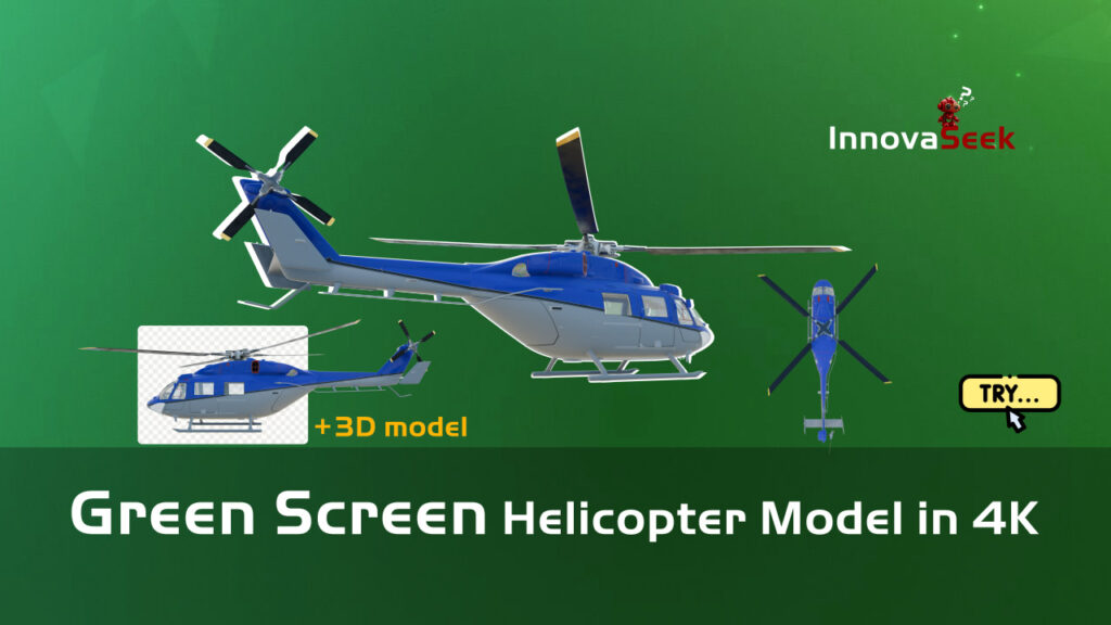 Green Screen Helicopter Model in 4K + 3D Model - Free Download!